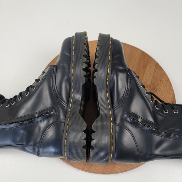 Dr. Martens Caspian Alt Black Leather Mens 7 Womens 8 Combat Tall Zip Up Boots - Picture 9 of 14